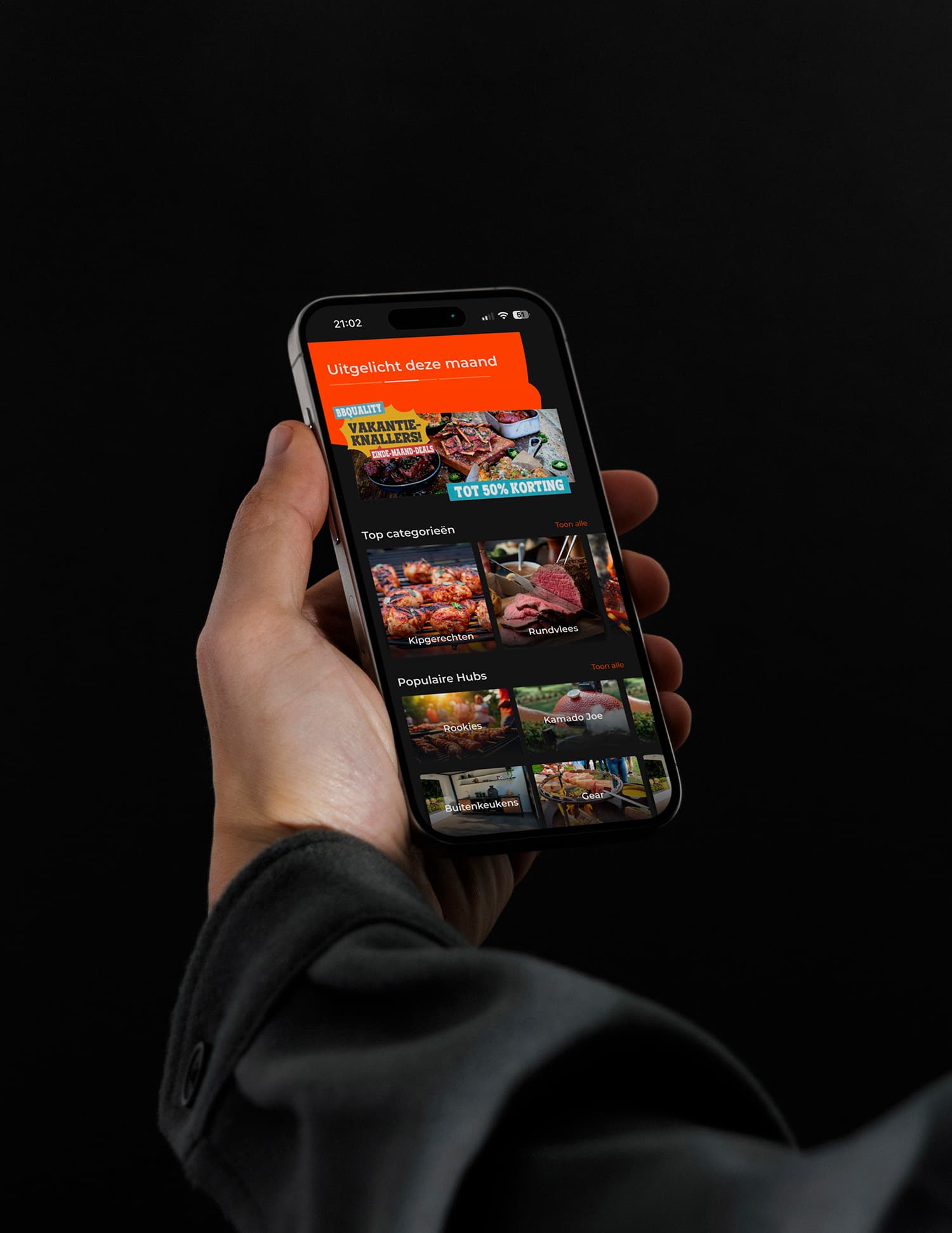 Voorbeeldscherm van de GrillHub app
