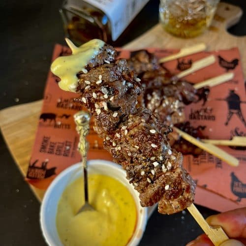 Bavettespiesjes met romige whiskeysaus